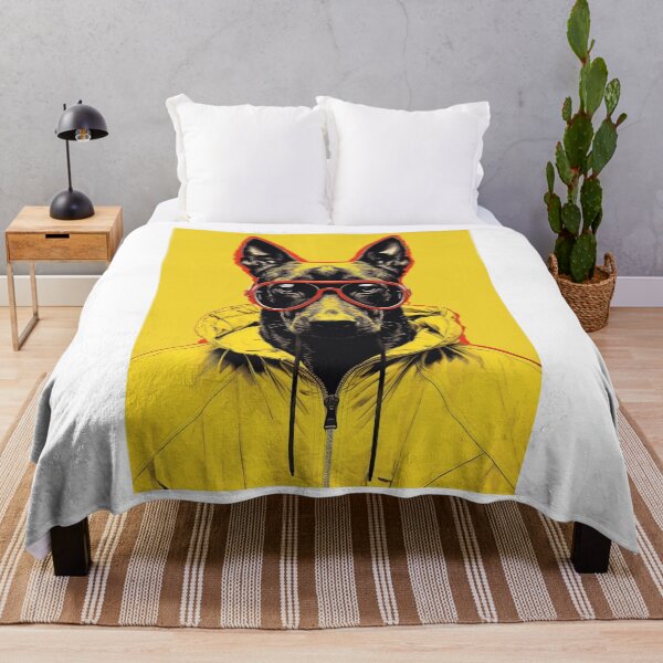 Item preview, Retro Malinois - Belgian Shepherd in Yellow with Red Glasses designed and sold by luvandsocial.