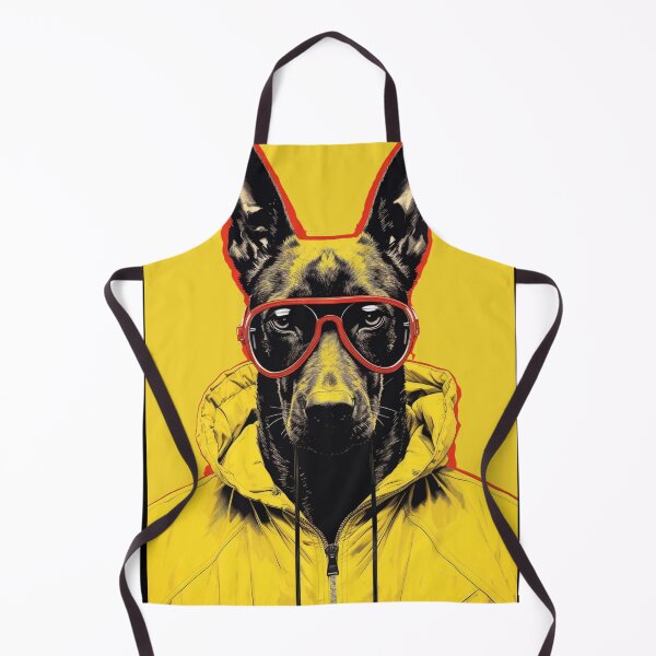 Item preview, Retro Malinois - Belgian Shepherd in Yellow with Red Glasses designed and sold by luvandsocial.