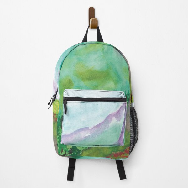 Item preview, Watercolor mountain with a field of flowers designed and sold by Kristinesque.