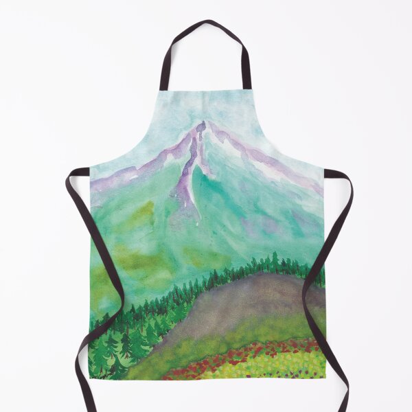 Item preview, Watercolor mountain with a field of flowers designed and sold by Kristinesque.