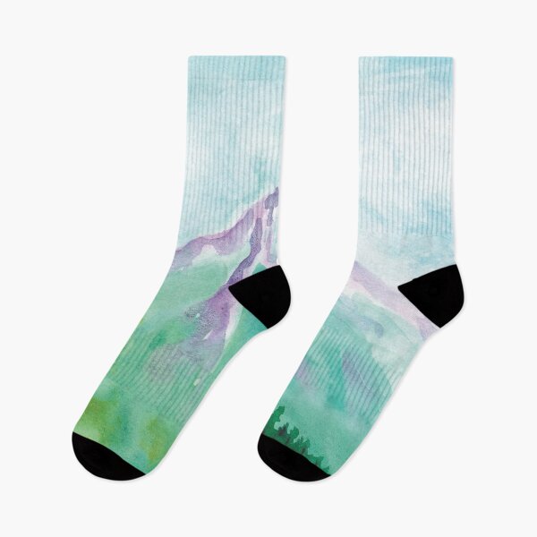 Item preview, Watercolor mountain with a field of flowers designed and sold by Kristinesque.