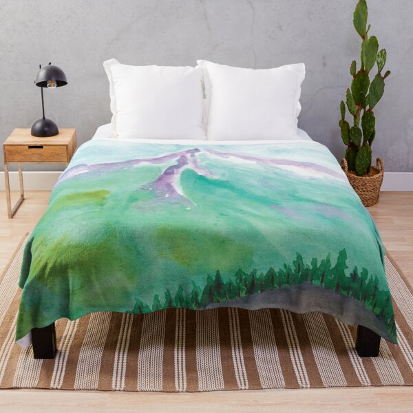Item preview, Watercolor mountain with a field of flowers designed and sold by Kristinesque.