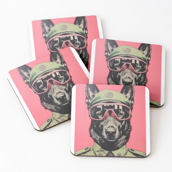 Item preview, 1940's Malinois in Pink Motorcycle Goggles and Uniform designed and sold by luvandsocial.