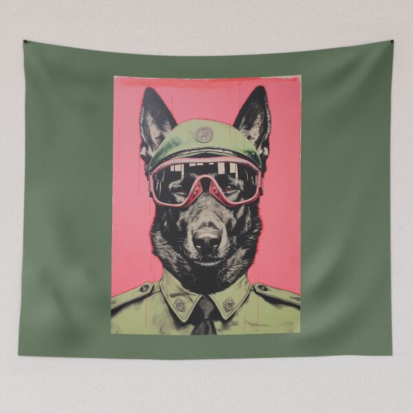 Item preview, 1940's Malinois in Pink Motorcycle Goggles and Uniform designed and sold by luvandsocial.