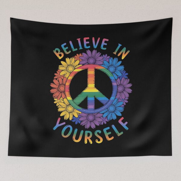 Item preview, Gay Pride Believe in Yourself Rainbow Peace Sign Design designed and sold by edesignprints.