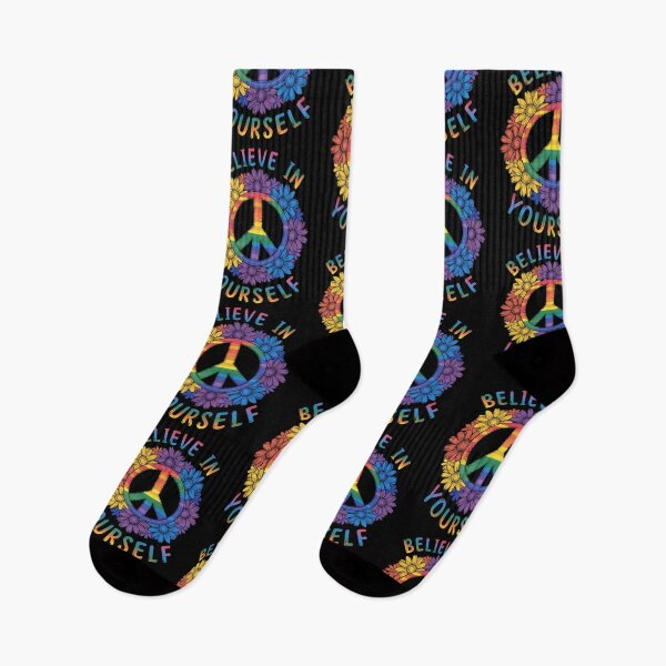 Item preview, Gay Pride Believe in Yourself Rainbow Peace Sign Design designed and sold by edesignprints.