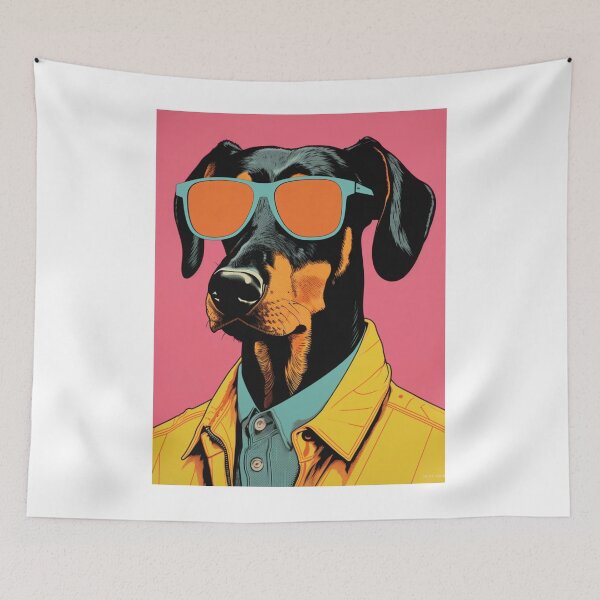 Item preview, 80's Cartoon Doberman Pinscher wearing Shades designed and sold by luvandsocial.