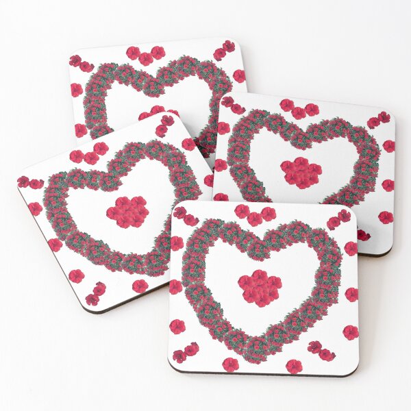 Item preview, Romantic Red Floral Heart Design - Perfect for Shower Curtains, Pillows, Aprons, Duvets, and Comforters designed and sold by Suzana Djordjevic.