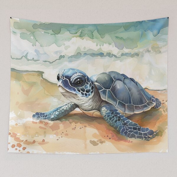 Item preview, Cute Sea turtle on beach  designed and sold by Inktown.