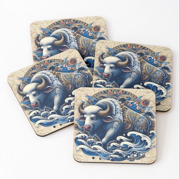 Item preview, Mystical Bull in Ornate Waves designed and sold by aminz4.