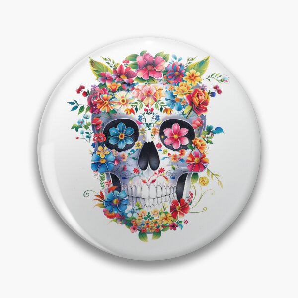 Item preview, Skull with flowers vibrant, colorful design designed and sold by CharmedWonders.