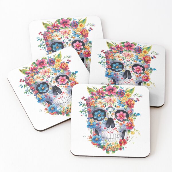 Item preview, Skull with flowers vibrant, colorful design designed and sold by CharmedWonders.