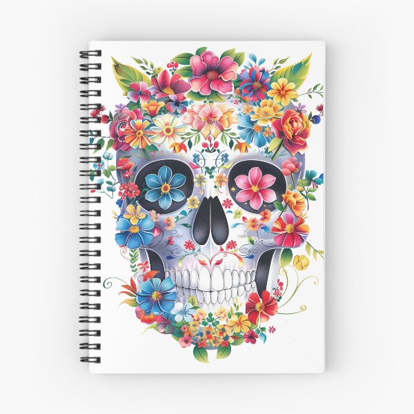 Item preview, Skull with flowers vibrant, colorful design designed and sold by CharmedWonders.