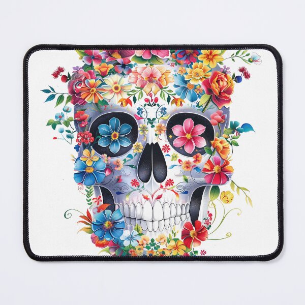 Item preview, Skull with flowers vibrant, colorful design designed and sold by CharmedWonders.