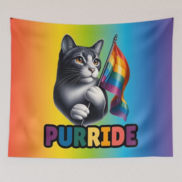 Item preview, Cute Purr-ide Cat with Pride Flag. Celebrate Lgbtq+ rights. designed and sold by Unitepeople.