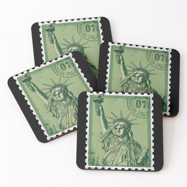 Aperçu de l'œuvre Timbre vintage de la statue de la Liberté créée et vendue par CoolThingss.