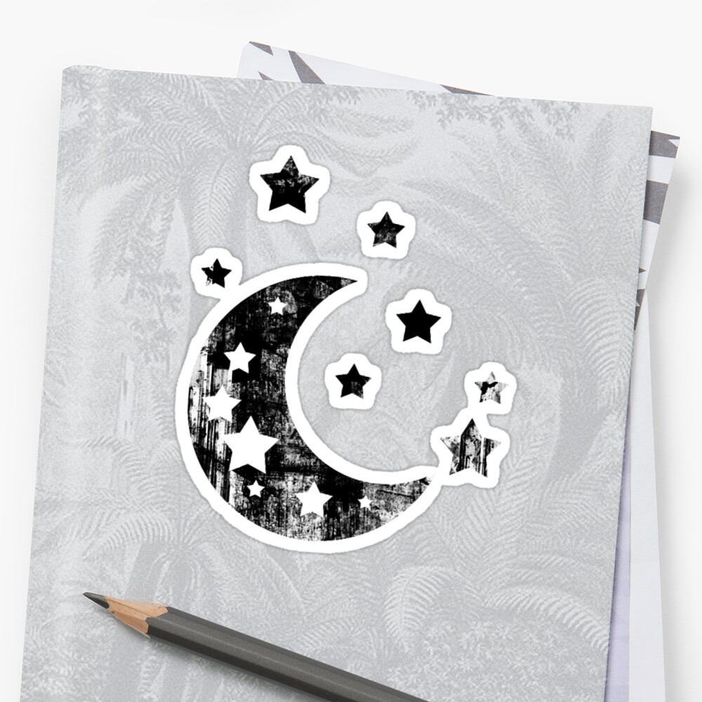 stars and moon sticker by kayleedepaola redbubble