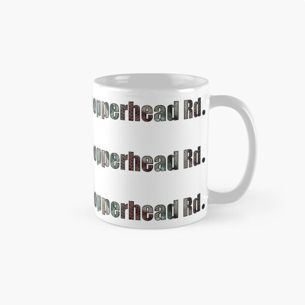Item preview, Copperhead Road Street Name with outline snake skin background designed and sold by TheMugDirectory.