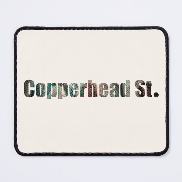 Item preview, Copperhead Street Street Name with snake skin background designed and sold by TheMugDirectory.