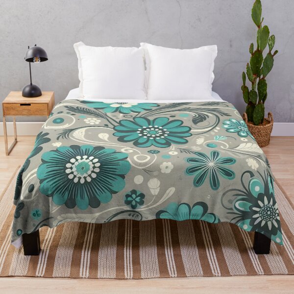 Item preview, Turquoise Gray Floral Pattern designed and sold by GraphicsClub.