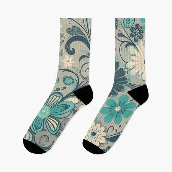 Item preview, Turquoise Gray Floral Pattern designed and sold by GraphicsClub.