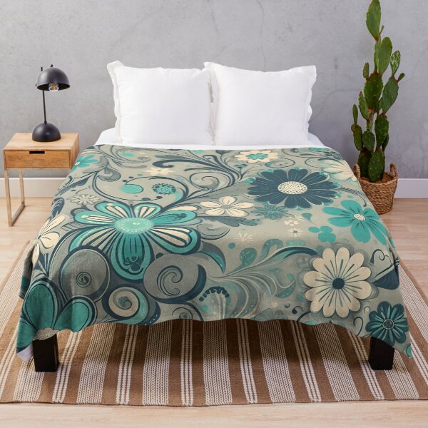 Item preview, Turquoise Gray Floral Pattern designed and sold by GraphicsClub.