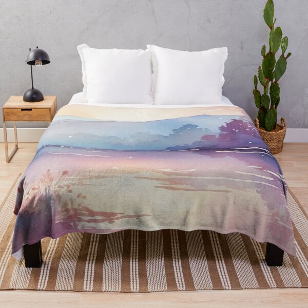 Item preview, trees in japanese garden - pink soothing colors gradient landscape designed and sold by SassyArtistry.