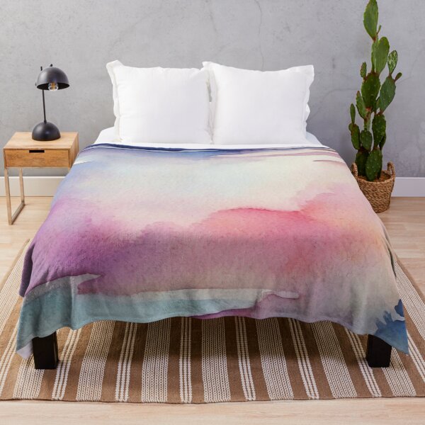 Item preview, japanese watercolor - pink soothing colors gradient landscape designed and sold by SassyArtistry.