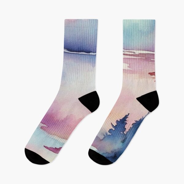 Item preview, japanese watercolor - pink soothing colors gradient landscape  designed and sold by SassyArtistry.