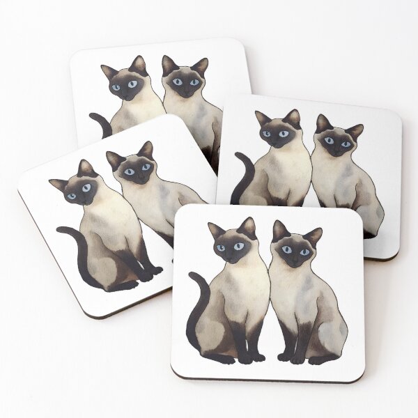 Item preview, Siamese Twins Cat Watercolor Art designed and sold by MUJU-pixel.