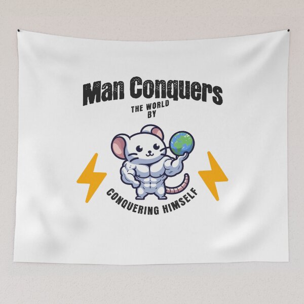 Item preview, man conquers the world by conquering himself Rat designed and sold by LemuellTrends.