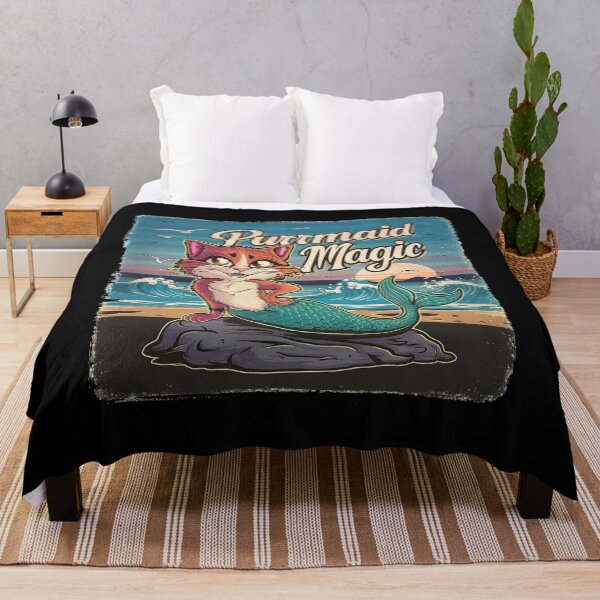 Item preview, Retro Cat Mermaid Funny T-Shirt designed and sold by Witty Shirts.