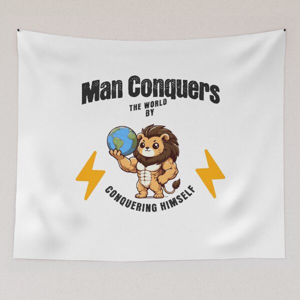 Item preview, man conquers the world by conquering himself Lion designed and sold by LemuellTrends.