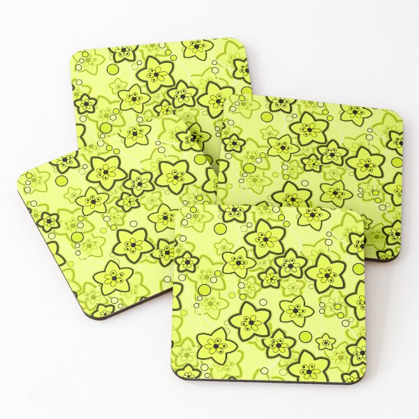 Item preview, Yellow with black bright neon floral pattern designed and sold by fuzzyfox.