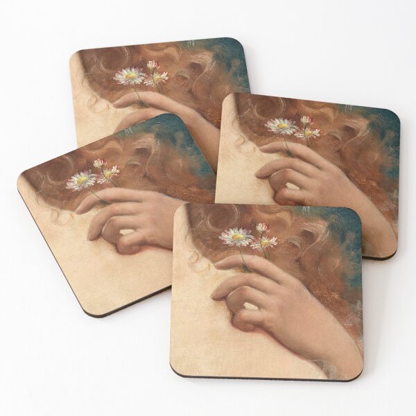 Item preview, Mujer joven con margaritas, pintura francesa prerrafaelita designed and sold by Glimmersmith.