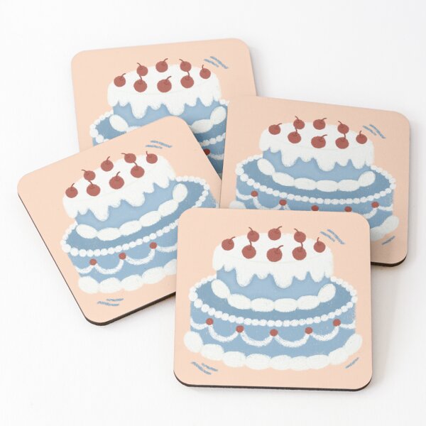 Item preview, Blue 2 Tier Cake Illustration designed and sold by SageKimIllust.