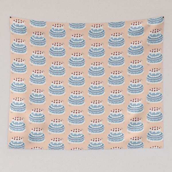 Item preview, Blue 2 Tier Cake Illustration designed and sold by SageKimIllust.