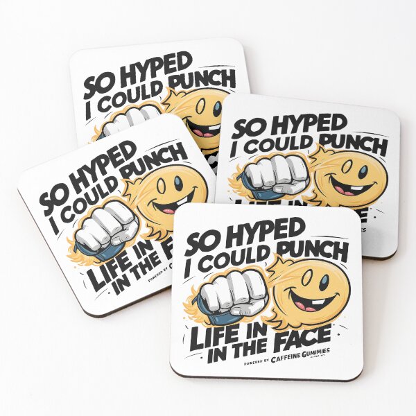 Item preview, So Hyped I Could Punch Life in the Face - Cartoon Fist and Caffeine Gummies Design designed and sold by LivingItFunky.