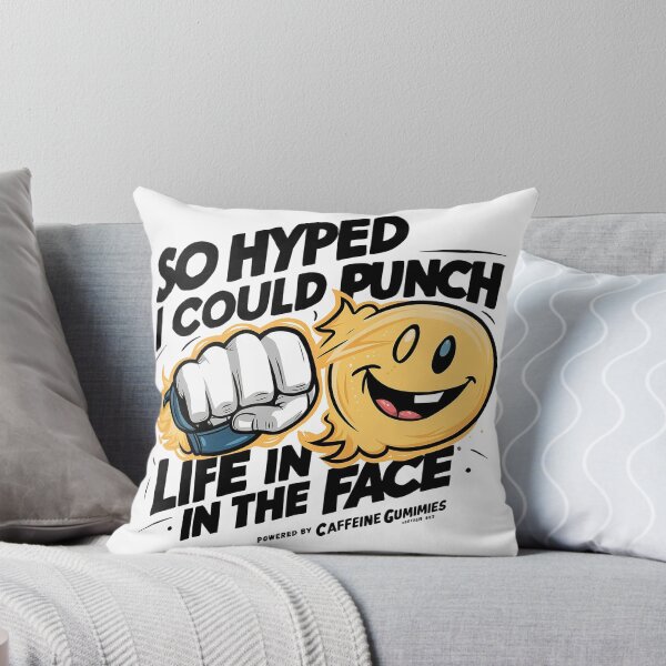 Item preview, So Hyped I Could Punch Life in the Face - Cartoon Fist and Caffeine Gummies Design designed and sold by LivingItFunky.