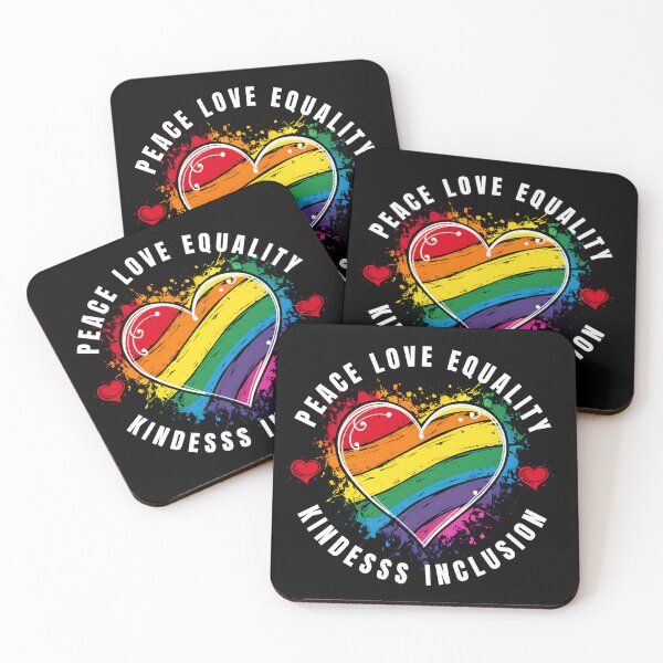 Item preview, Peace Love Equality Kindness Inclusion Rainbow Heart Design designed and sold by edesignprints.