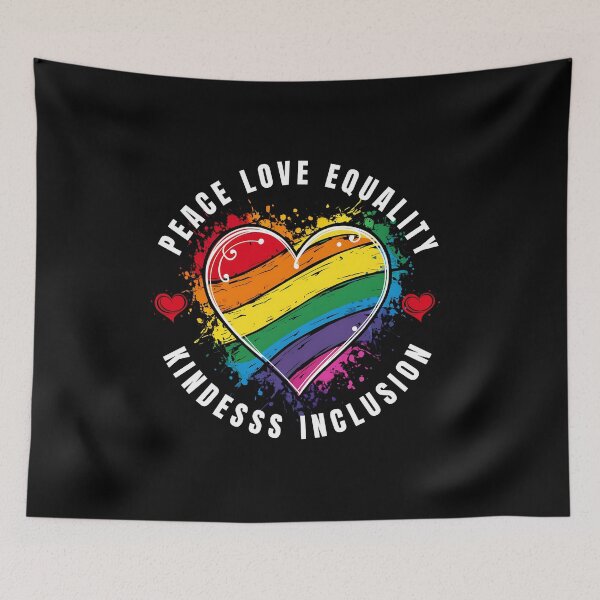 Item preview, Peace Love Equality Kindness Inclusion Rainbow Heart Design designed and sold by edesignprints.