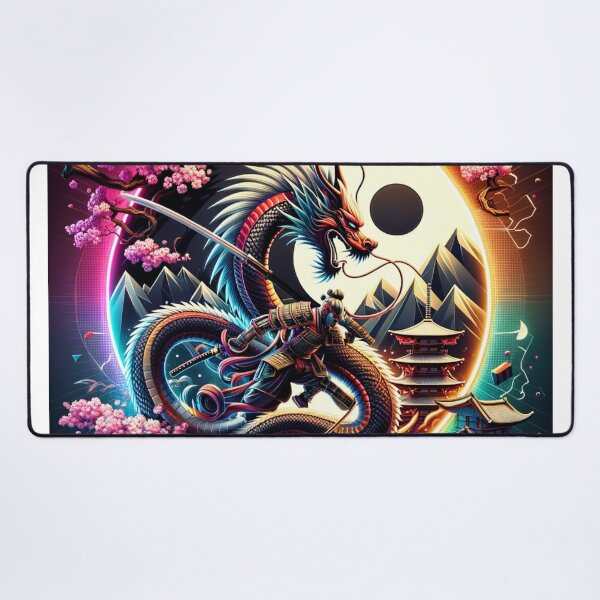 Artikelvorschau, Yin Yang Dragon Samurai Cherry Blossom Tree Pagoda Design entworfen und verkauft von DesignsByLitz.