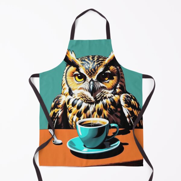 Item preview, owl drink coffee-Edited AI generated art designed and sold by Frostp.