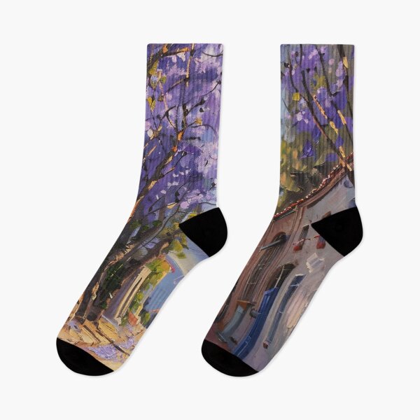 Item preview, Blooming Pathway: A Spring Street in Purple Splendor designed and sold by oanaunciuleanu.