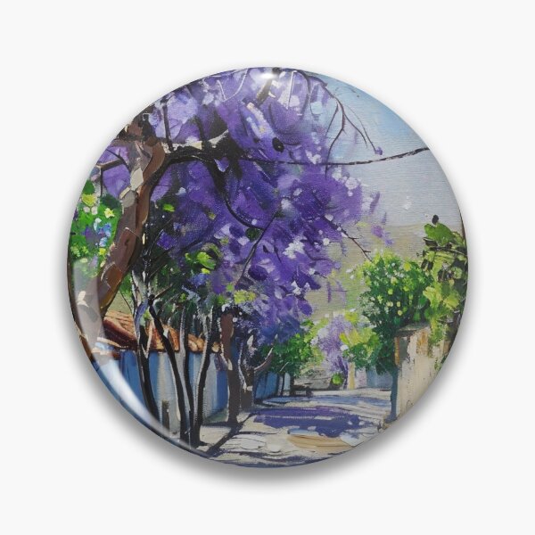 Item preview, Blooming Pathway: A Spring Street in Purple Splendor designed and sold by oanaunciuleanu.