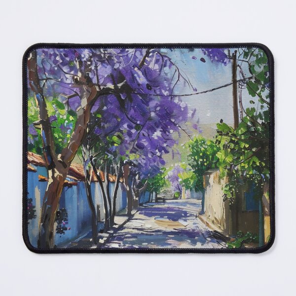 Item preview, Blooming Pathway: A Spring Street in Purple Splendor designed and sold by oanaunciuleanu.