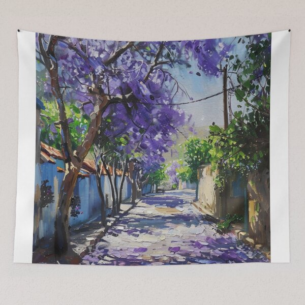 Item preview, Blooming Pathway: A Spring Street in Purple Splendor designed and sold by oanaunciuleanu.