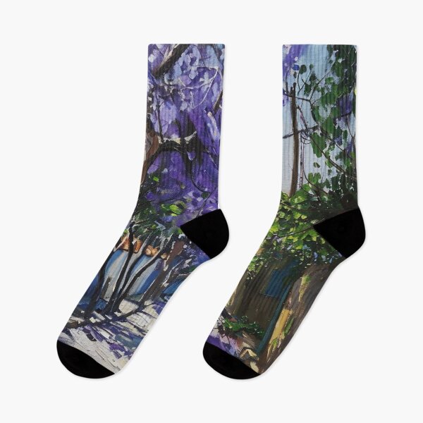 Item preview, Blooming Pathway: A Spring Street in Purple Splendor designed and sold by oanaunciuleanu.