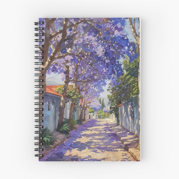 Item preview, Blooming Pathway: A Spring Street in Purple Splendor designed and sold by oanaunciuleanu.