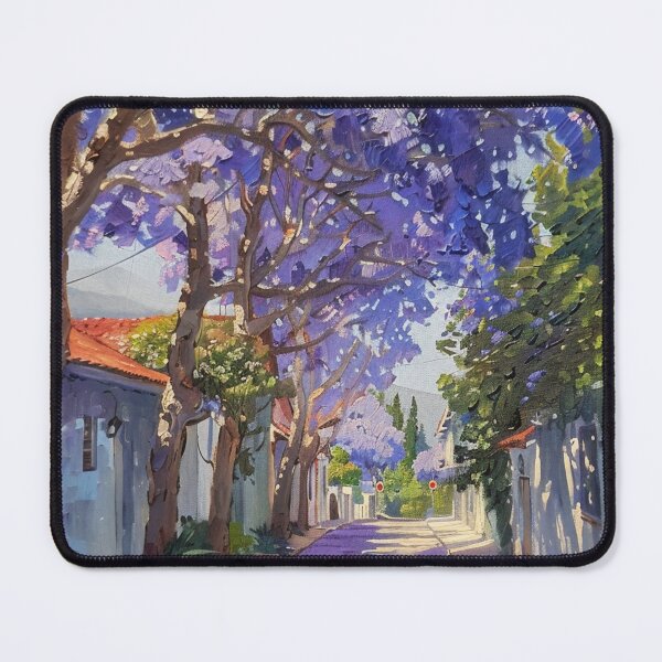 Item preview, Blooming Pathway: A Spring Street in Purple Splendor designed and sold by oanaunciuleanu.